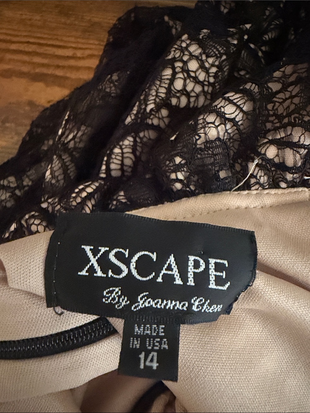 Xscape Black Lace Overlay Evening Dress - Picture 6 of 7